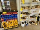 METAL HARDWARE CABINET WITH CONTENTS AND SEVERAL BOXES OF MISC HARDWARE