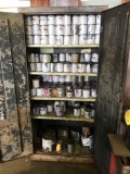2 DOOR CABINET OF USED PAINT & MISC CHEMICALS