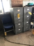 (2) FOUR DRAWER FILE CABINETS & (8) STACKING CHAIRS
