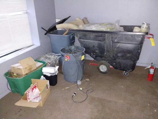 TRASH CART WITH DUCTING, WIRING & FIRE EXTINGUISHER SIGNS. PICKUP ONLY