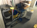 (4) STACKING CHAIRS, DEHUMIDIFIER & CLEANING CART WITH MOP BUCKET