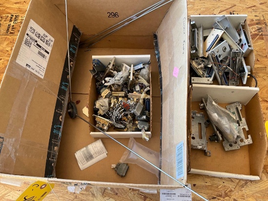 BOXES OF NEW & USED RADIO BACKING PLATES & ANTENNAS
