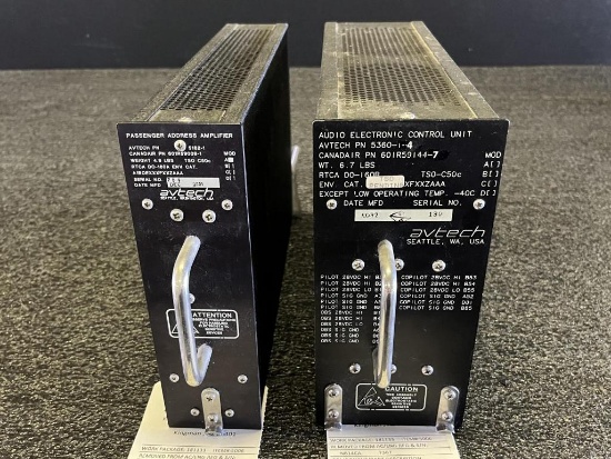 AVTECH AUDIO ELECTRONIC CONTROL UNIT (1) 5360-1-4 & PASSENGER ADDRESS AMPLIFIER (1) 5182-1
