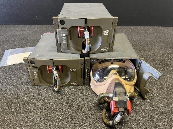 OXYGEN MASKS & STOWAGE (3) MF10-08-01, (2) MXP411-3, (1) MXP411 (1-STOWAGE HAS BROKEN DOOR)