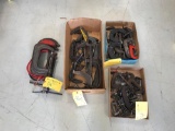 BOXES & STACK OF C-CLAMPS