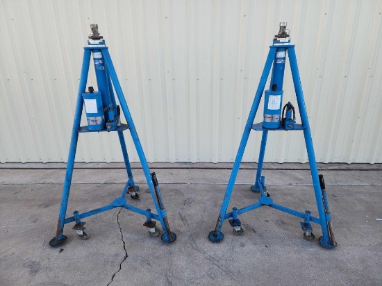 TRONAIR 67" HIGH WING 5 TON AIRCRAFT JACKS, MODEL 0566 WITH TRONAIR HJ-532-01 LARGE PADS (WORKS