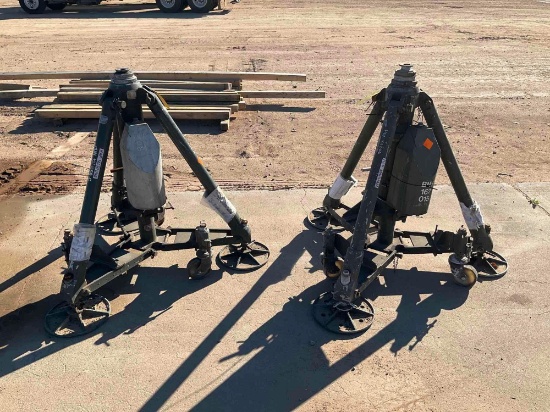 ZWICKY 15 TON TRIPOD AIRCRAFT JACKS MDL #GM-78787, 50" CLOSED HIGHT 2 STAGE (WORK MAY NEED FLUID)