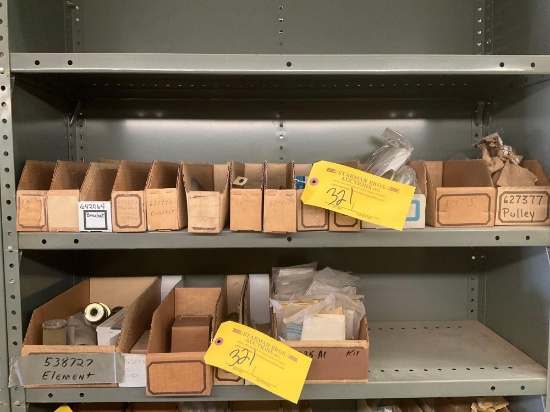 SHELVES OF NEW CONTINENTAL PULLEYS, BRACKETS, OIL SCREENS & MISC (DOES NOT INCLUDE SHELVING)