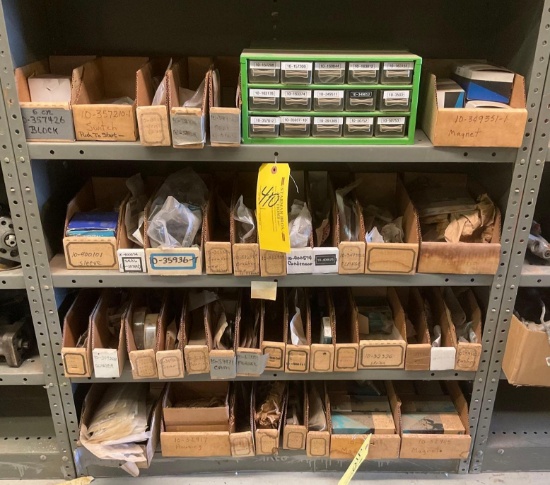 SHELVES OF NEW BENDIX MAGNETO REPAIR INVENTORY (DOES NOT INCLUDE SHELVES)