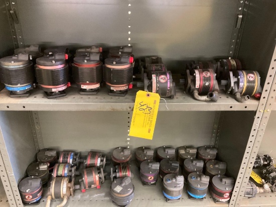 SHELVES OF USED DRY VAC PUMPS (DOES NOT INCLUDE SHELVING)