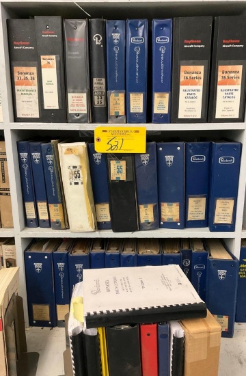 SHELVES OF BEECHCRAFT MANUALS (DOES NOT INCLUDE SHELVES)