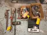 (LOT) SOLDERING GUN, PIPE WRENCH, PIPE THREADER & SPECIALTY TOOLS