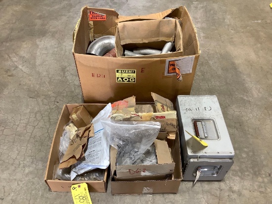 (LOT) FOOD CONTAINER, ASHTRAYS, KEY LOCKS, EXHAUST & MISC
