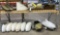SHELVES OF PIPER COWLING & WHEEL PANTS (SOME ARE DAMAGED/DOES NOT INCLUDE RACK)