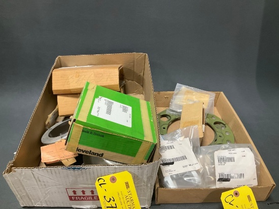 BOXES OF N.O.S. PIPER SCISSORS 400076-503, 77780-002, FITTING 64026-005, BRAKE INVENTORY & BRAKE