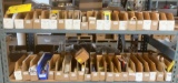 SHELVES OF MINITURE LIGHTS & USED SOLENOID (DOES NOT INCLUDE SHELVING)