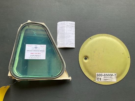 HAWKER 700 R/H D.V. WINDOW 25-7FN273-2A (OVERHAULED) S/N 6011 & CHALLENGER WHEEL COVER 600-85006-7