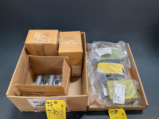 BOXES OF HEATERS 8053-4, MASTER WARNING BOX 2418049-7, DIMMER CONTROL 2618262-016 & RELAY BOX