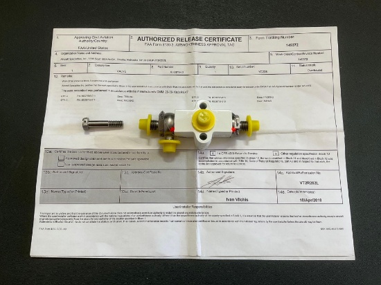 HAWKER 800/850 SHUTTLE VALVE AH081963 (OVERHAULED) S/N YC228