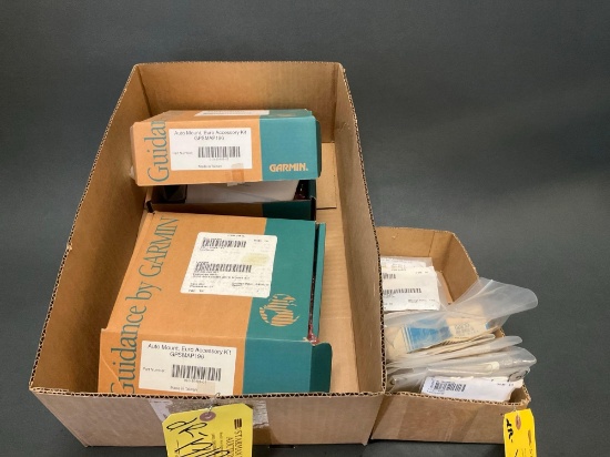 BOXES OF NEW CIRCUIT BREAKERS, SWITCHES & GARMIN ACCY KITS