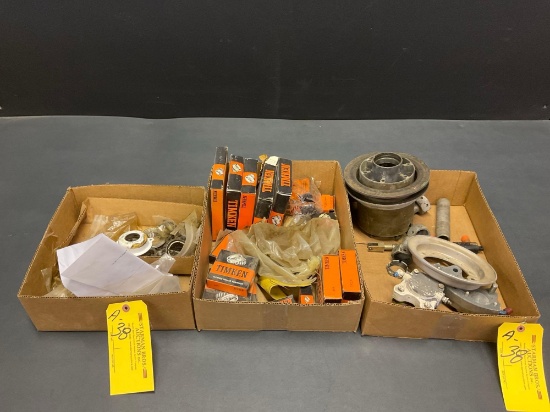 BOXES OF BEARINGS, DUST CAPS, WHEEL & BRAKE INVENTORY
