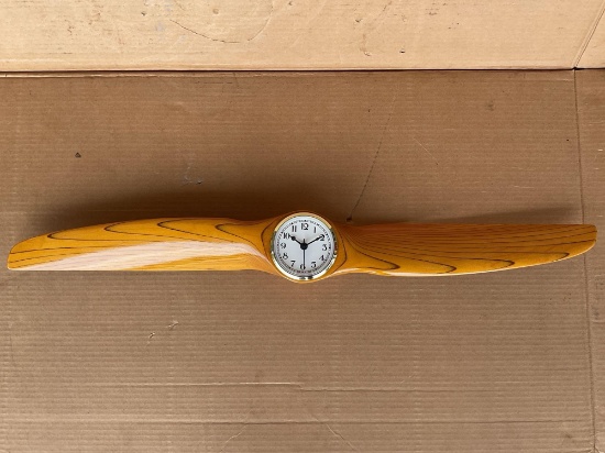 MINITURE WOOD PROP CLOCK, 29" LENGTH