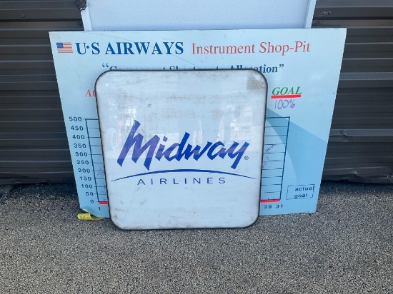 MIDWAY AIRLINES 28" X 30" & US AIRWAYS SIGNS 4' X 3'