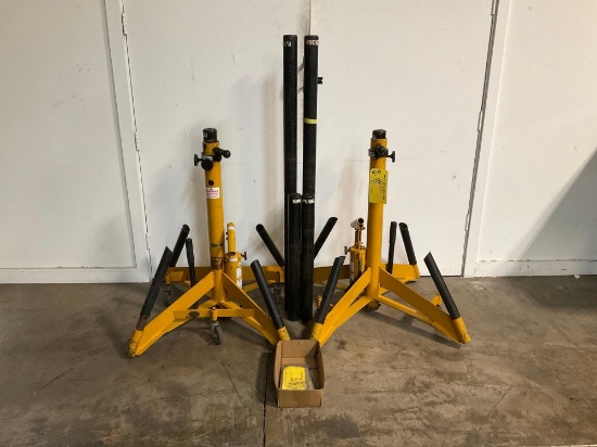 MEYERS 35", 3 TON AIRCRAFT JACKS WITH LEG EXTENSION AND 25", 31" & 51" INNER SLIDE TUBE EXTENSION