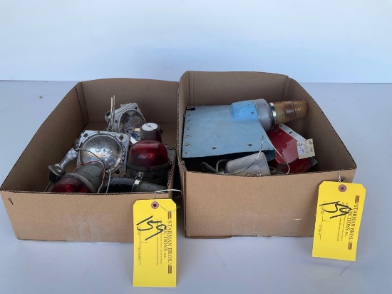 BOXES OF BEACONS, TAXI LIGHTS AND MISC