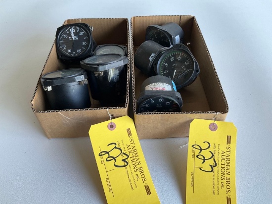 BOXES OF AIRSPEED INDICATORS, MANIFOLD GAUGES & TACHOMETERS