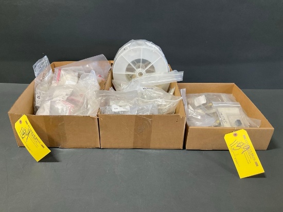 BOXES OF NEW CANON PLUG INVENTORY, ANNUNCIATOR SWITCH INVENTORY AND AVIONICS/ELECTRICAL EXPENDABLES