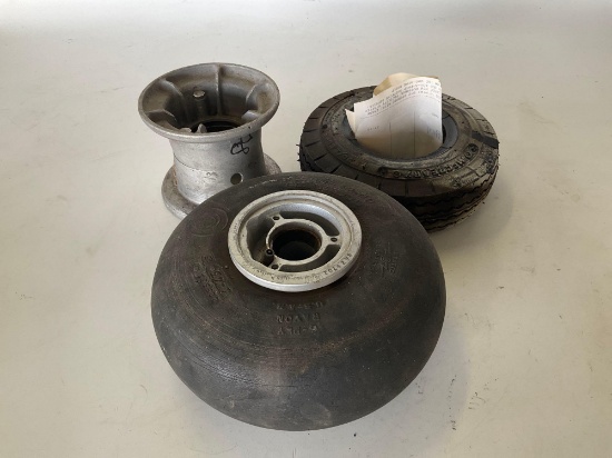 (LOT) BENDIX 4" TAIL WHEEL, ERCO TAIL WHEEL & N.O.S. TIRE