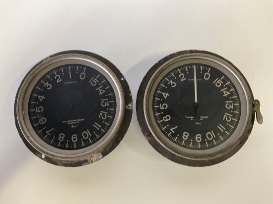 TAYLOR INSTRUMENTS ALTIMETERS (1 IS MISSING NEEDLE)