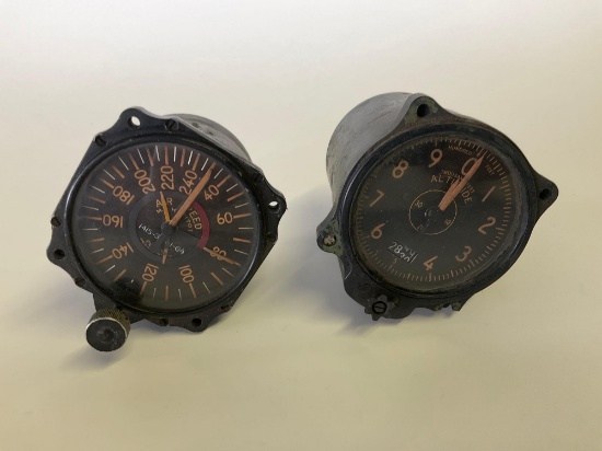 PIONEER ALTIMETER (DAMAGED) & AIRSPEED INDICATOR