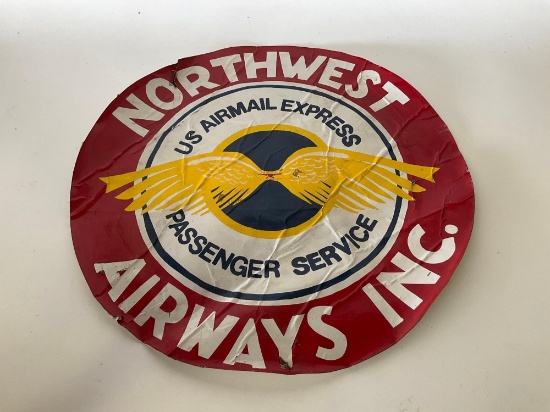 Northwest Airways Mail Insignia Cut From Aircraft Fuselage Fabric (23" Diameter)