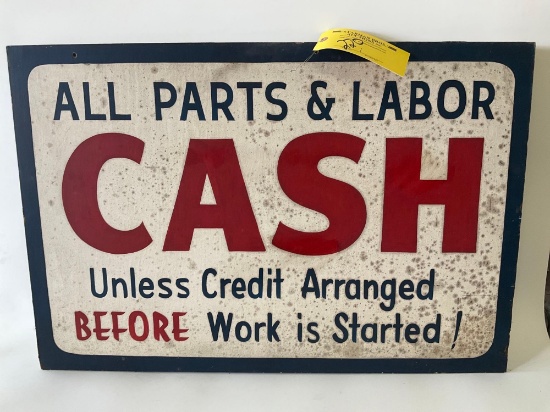 Wooden Painted Cash Labor Sign (24"X36")