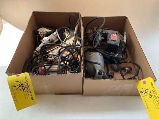 BOXES OF POWER TOOLS (ALL POWER ON)