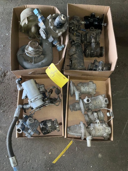 BOXES OF FUEL PUMPS, VAC PUMPS & MISC ACCY