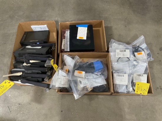 BOXES OF LEAR 60 PASSENGER ENTERTAINMENT SCREENS, CVR MICROPHONE, CONTROL PANELS, PILOT MICROPHONES
