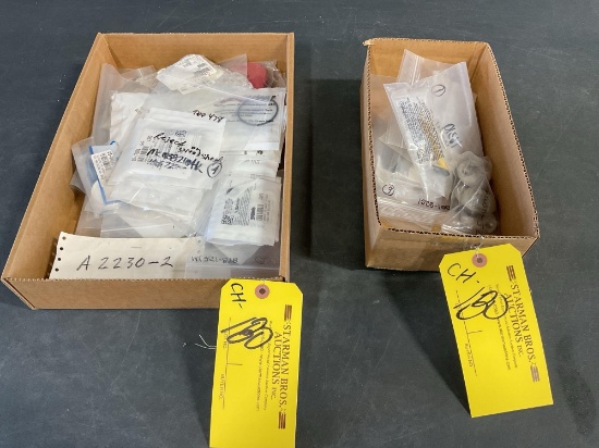 BOXES OF PITOT TUBE, STATIC WICKS, McFARLANE GASKETS, FUEL CAPS & INVENTORY