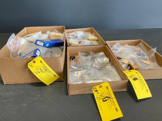 BOXES OF SWITCHES, BULBS & LIGHTING INVENTORY