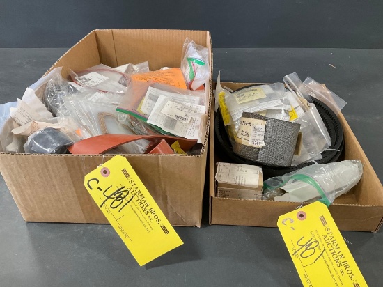 BOXES OF NEW GASKETS, DRIVE BELTS, SPECIALTY HARDWARE & INVENTORY