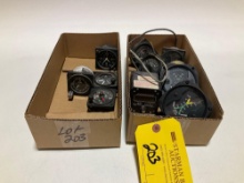 BOXES OF 8 DAY CLOCKS (INOP) ELECTRIC CLOCKS, EGT & CHT INDICATORS