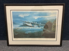 FRAMED FLYING BOAT PRINT 21-1/2 X 28-1/2