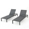 Crested Bay Patio Furniture | Outdoor Grey Aluminum Chaise Lounge with Dark Grey Mesh Seat (Set of 2