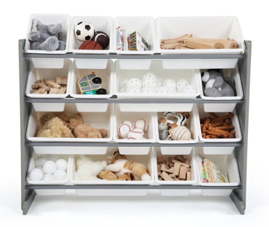 Tot Tutors WO701 Springfield Collection Supersized Wood Toy Storage Organizer, Extra Large, Grey