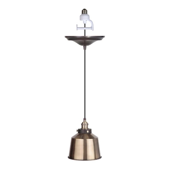 Instant Pendant Recessed Light Conversion Kit Brushed Brass Metal Shade