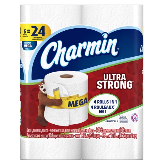 Charmin Ultra Strong Toilet Paper 6 Mega Rolls = 24 Regular Rolls