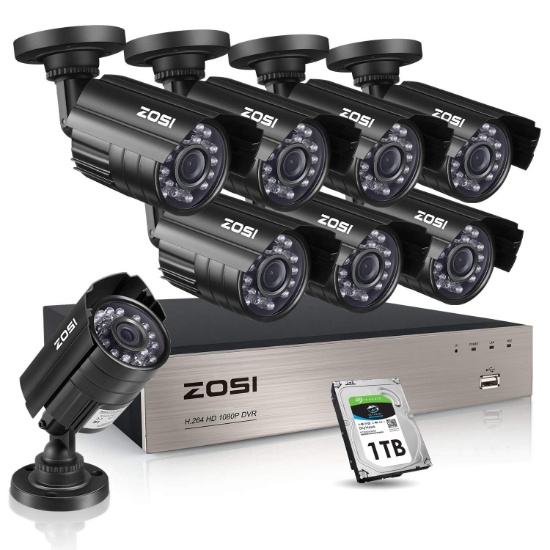 ZOSI 8CH 1080P Security Cameras System,8pcs 1080P Indoor/Outdoor