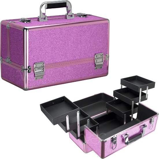 Ver Beauty 6-tiers Accordion Trays Professional Cosmetic Makeup Train Case Organizer